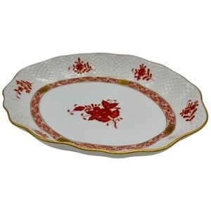 Herend Hungary Apponyi Orange Chinese Bouquet Oval Dish 212/AOG Handpainted